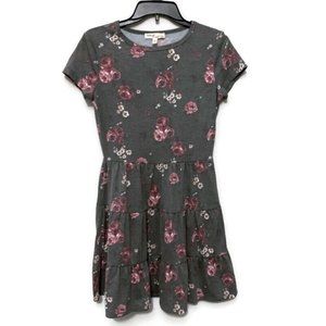Bebop Be You Be Free Juniors Gray Floral Dress Size Small New
